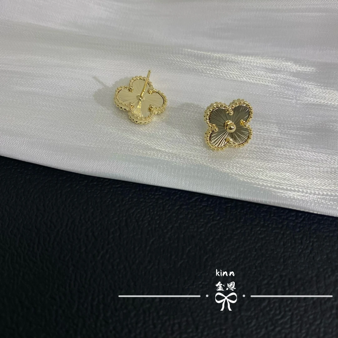 铜合金耳饰 【金恩】气质轻奢时尚百搭小众简约素款经典 四叶花耳钉