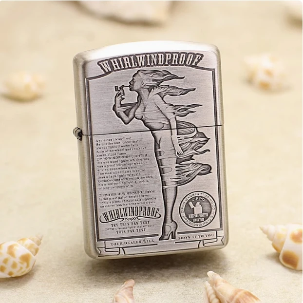 ZIPPO/之宝千语熏银盔甲风女 正品打火机男士双面银色仿古DYJ1