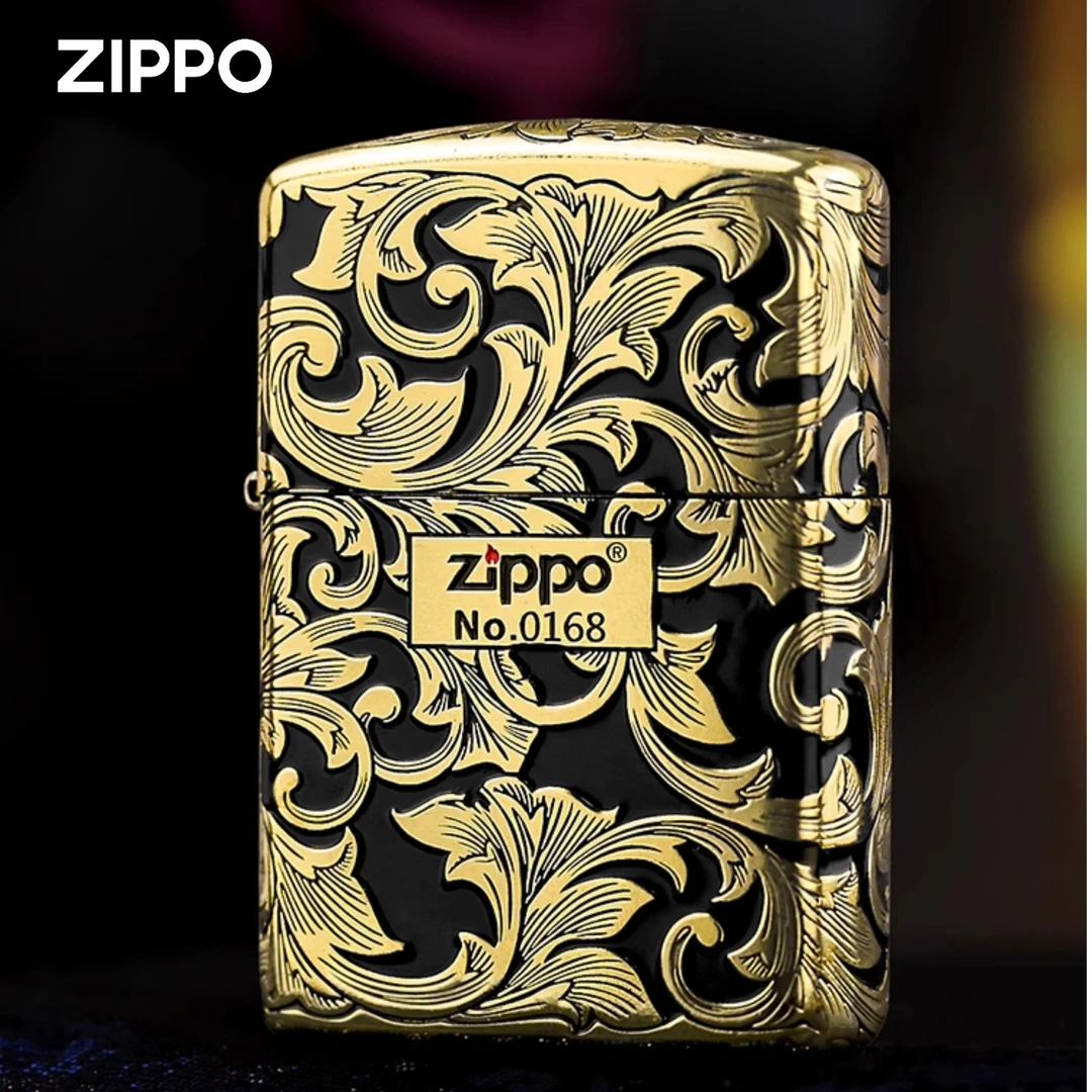 ZIPPO/之宝黑金唐草盔甲正品打火机唐草花男士高档双面个性DYJ1