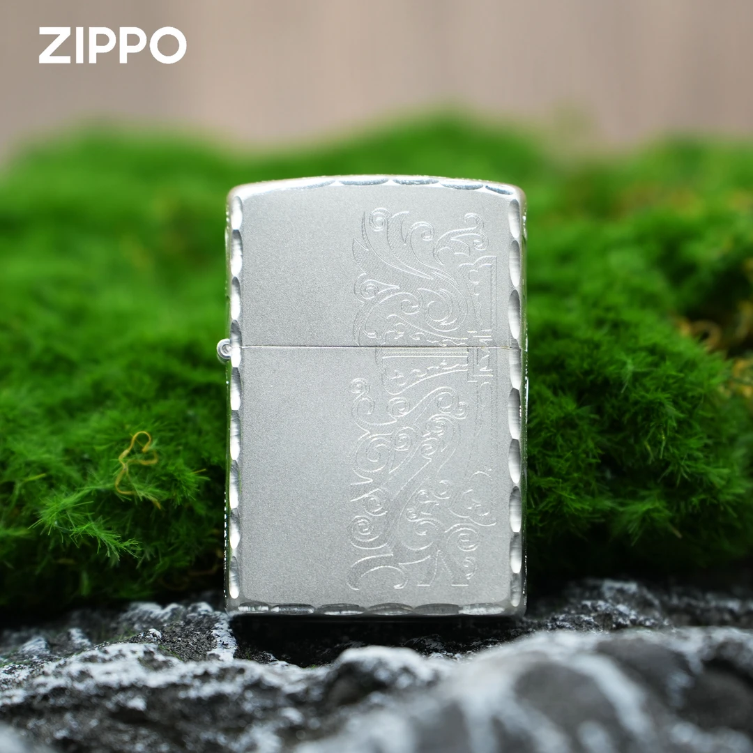 ZIPPO/之宝镀银双面十字架手雕花纹男士正品打火机复古银色DYJ1