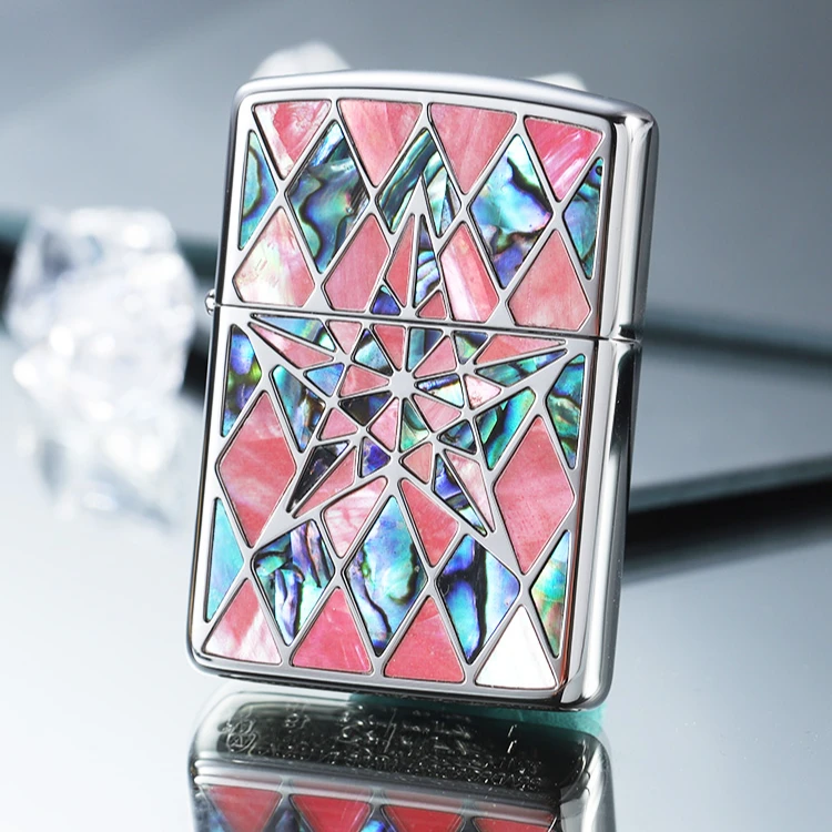 ZIPPO/之宝彩贝五芒星 正品打火机星空女王男士双面镜面彩色菱形