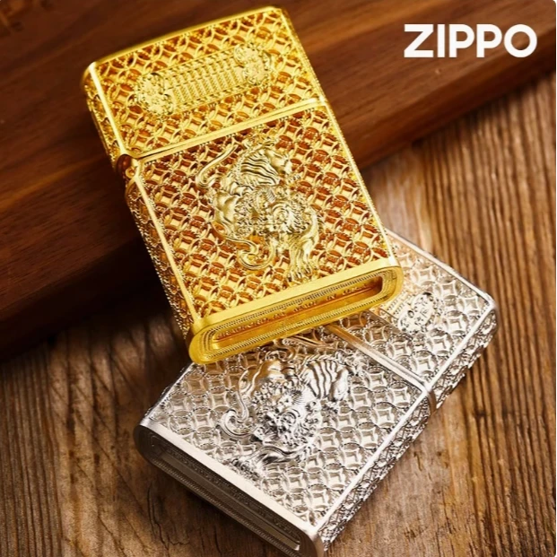 ZIPPO/之宝雷霆貔貅镀金镀银花丝镂空工艺正品打火机金色银色DYJ1