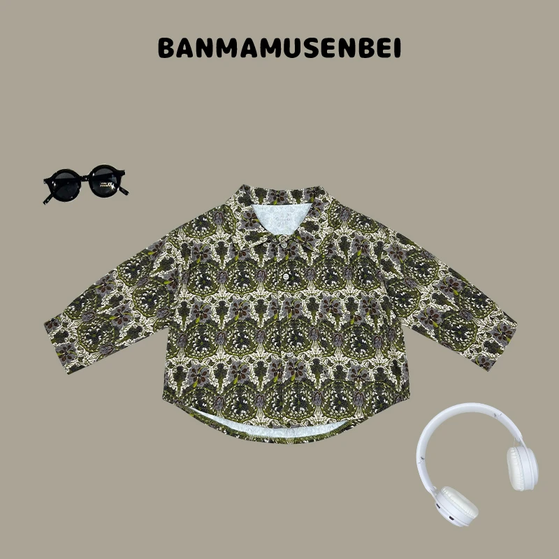 儿童衬衫2024年新款儿童百搭碎花衬衣BMQ23255