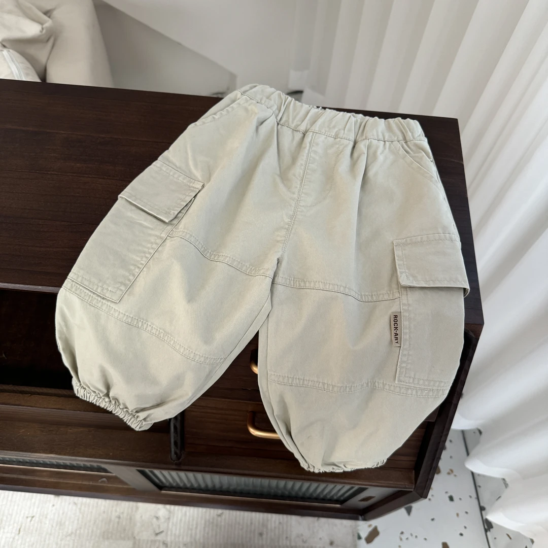 【新品】男童工装裤2024新款儿童秋装米色长裤子BMQ1323