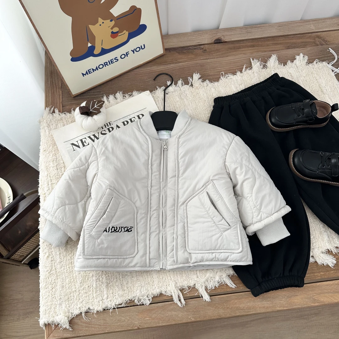 男童加绒外套新款冬装加厚字母印花棉服BMD3063