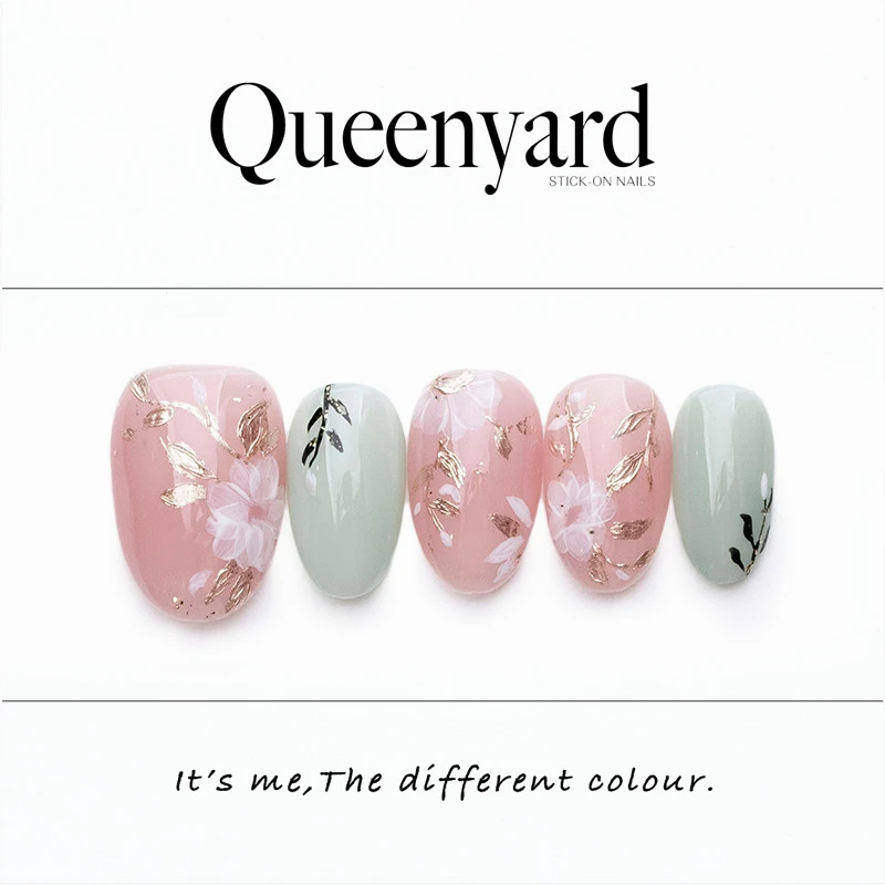 QUEENYARD【茗韵】 手绘创意设计甜美风2024冬日手工穿戴甲