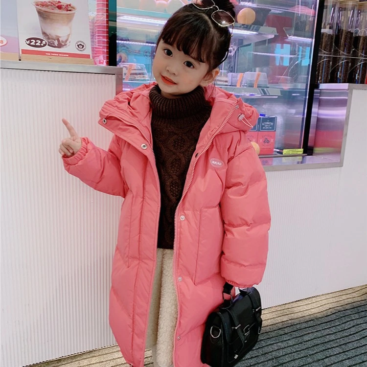 女童过膝韩版棉衣大衣中大童棉服长款冬季新款外套洋气加厚冬装