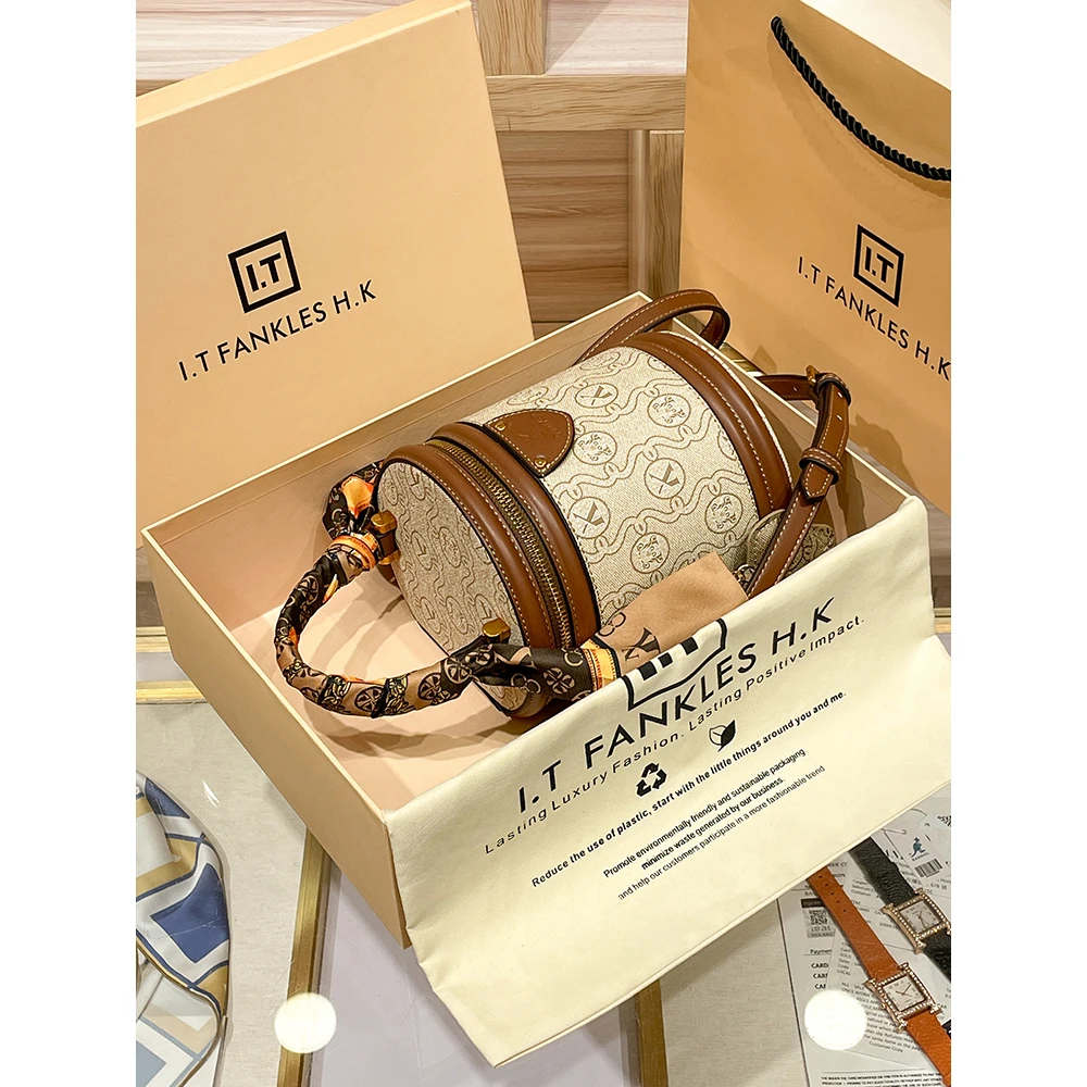 小众女包水桶包包女2025新款发财圆筒包春夏单肩斜挎小包生日礼物