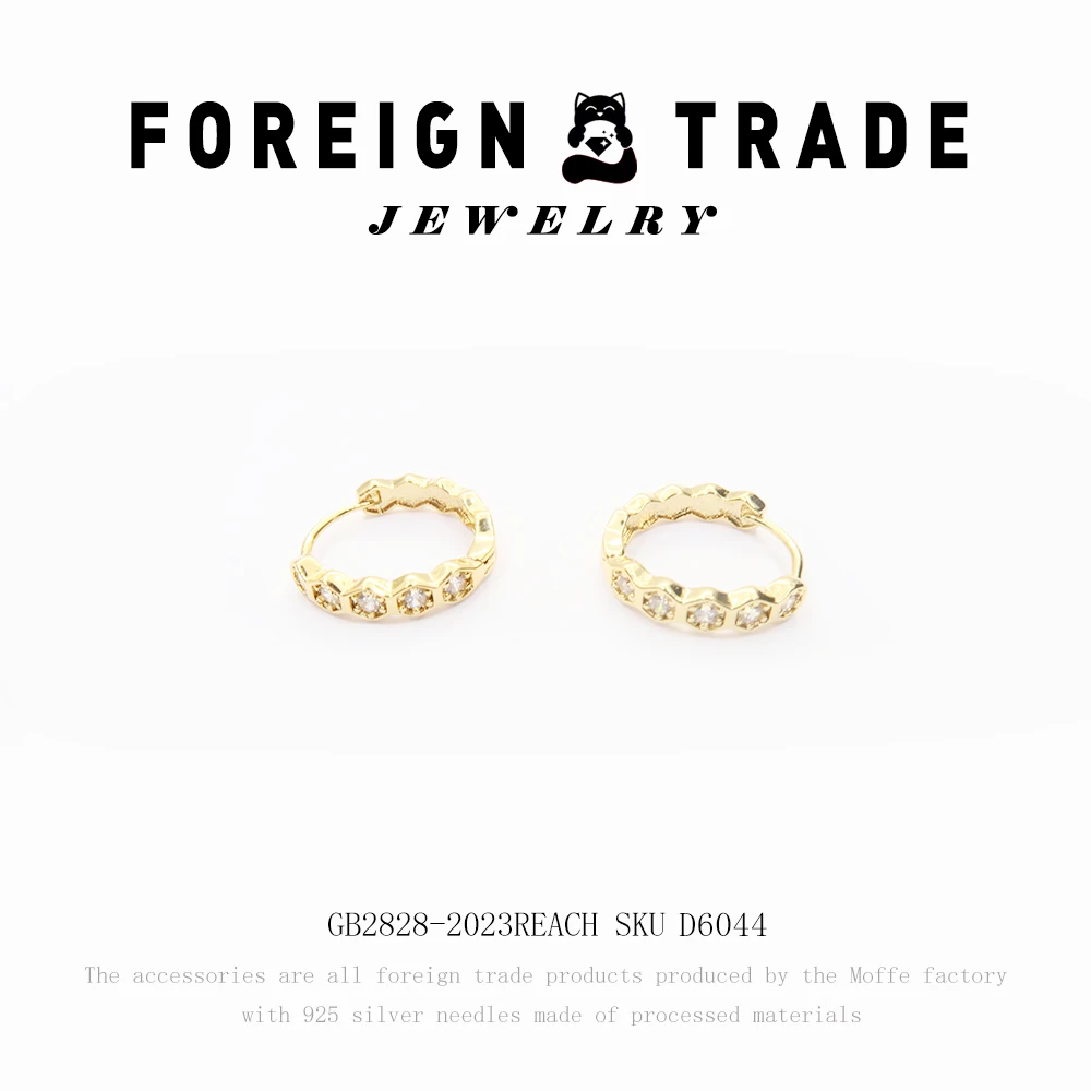 brez 铜合金合成锆石耳饰 X设计师款耳环~D6044