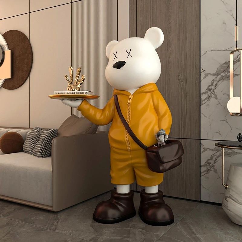 潮玩大号暴力熊大型落地摆件功夫大熊客厅收纳托盘电视柜沙发装饰