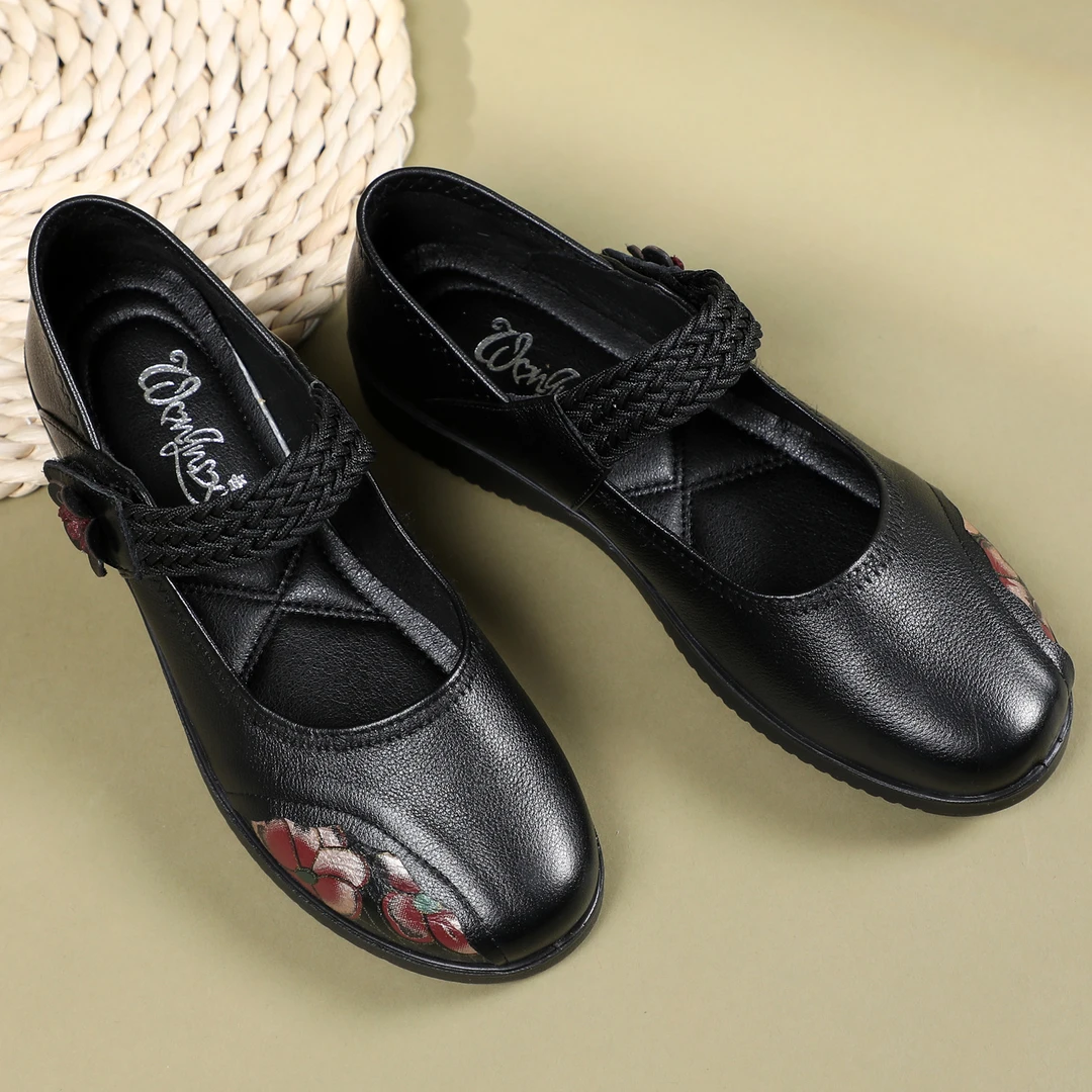 久站不累妈妈鞋老人老年人软底久穿不累女鞋老奶奶鞋子真皮鞋单鞋