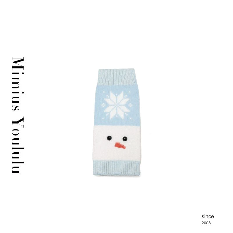 【mimius】&B游鹿鹿 baby蓝小雪人雪花針织围巾 WF11310