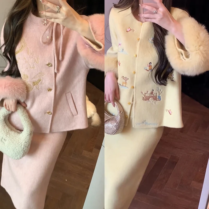 【mimius】&B游鹿鹿 夜宴～新中式刺绣大衣+半裙 F11248