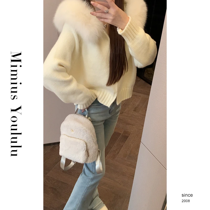 【mimius】&悦悦 冬装上新～大毛领羊毛针织衫（毛领可拆）WF10076
