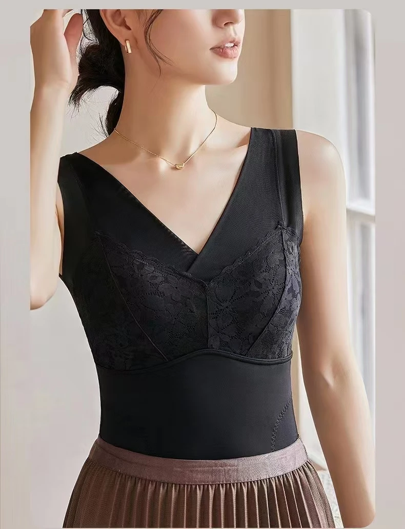 秋冬新品保暖背心胸垫一体收副乳显瘦美背女保暖内衣加绒加厚
