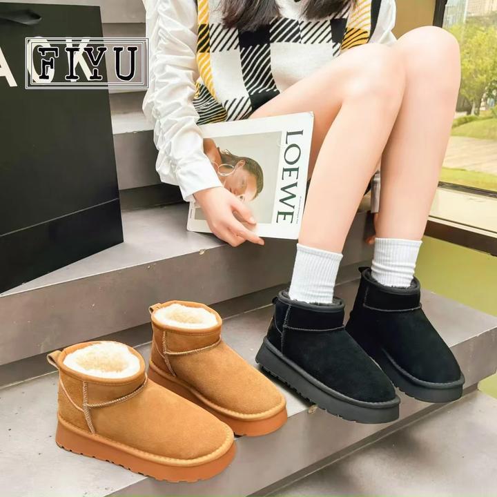 2024短筒雪地靴厚底雪地靴周冬雨同款真皮真毛雪地靴F6699