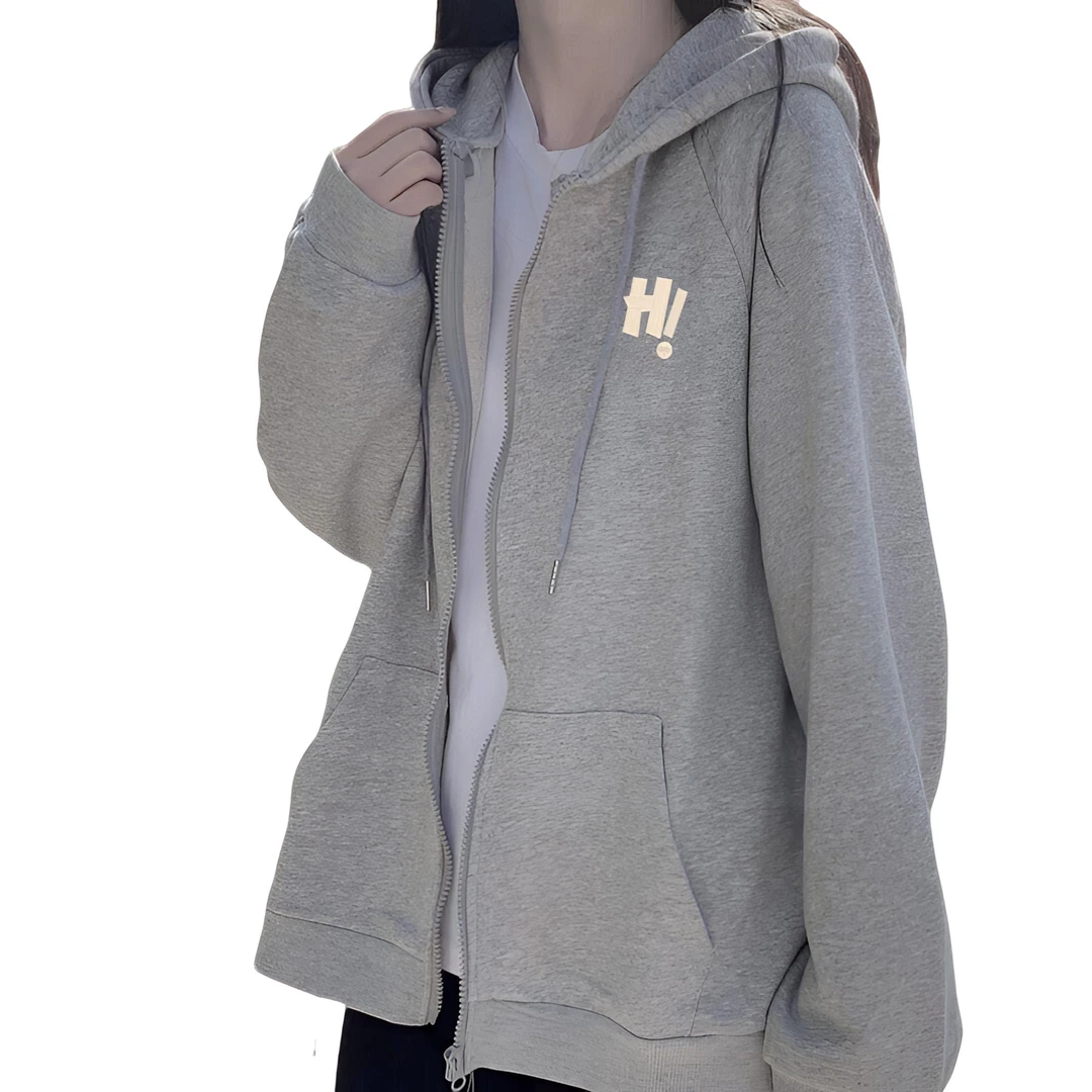 外套女新款春秋季韩版宽松休闲学生慵懒风开衫连帽长袖卫衣ins潮