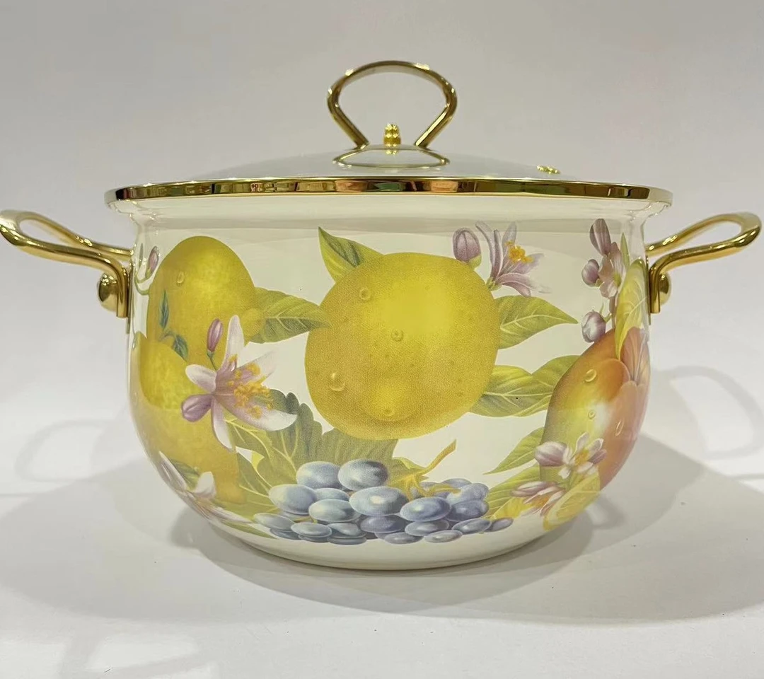 24cm苹果柠檬土耳其汤锅【欧洲风情】出外贸 搪瓷珐琅汤锅