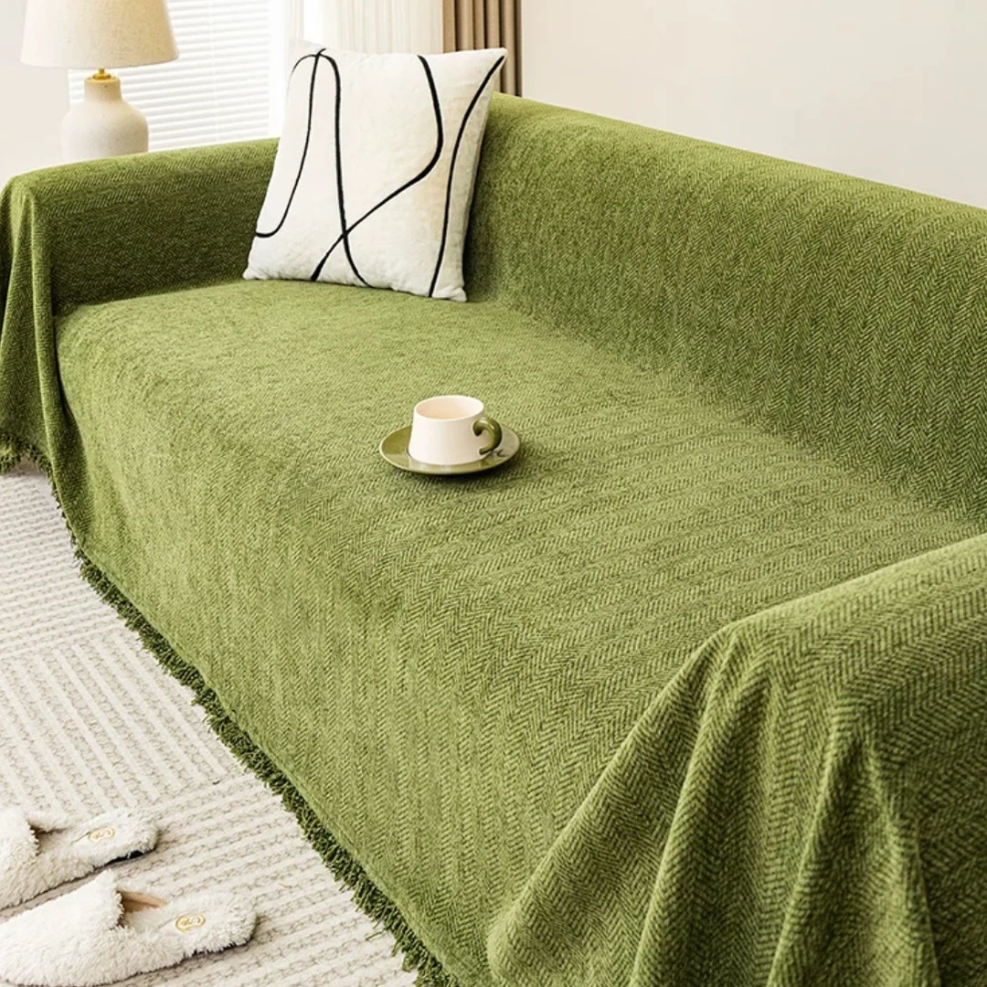 【人字纹】素色雪尼尔高端加厚四季通用款轻奢沙发盖巾全铺全盖
