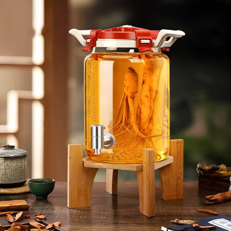 泡酒玻璃瓶加厚带龙头泡酒罐泡人参专用酒瓶家用高档酒坛酿酒容器