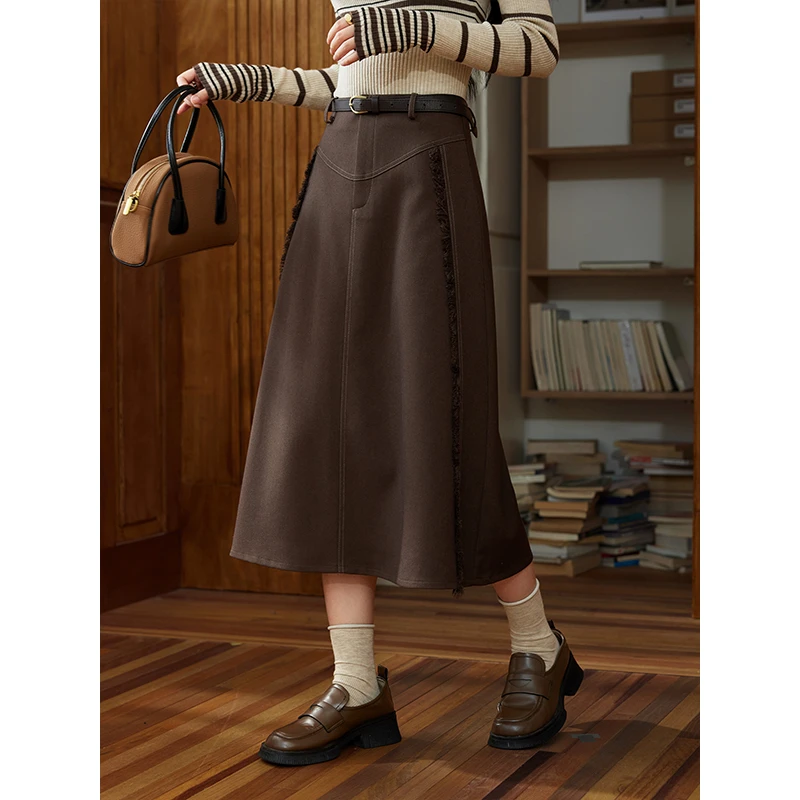 【小云总专属】谜秀百褶半身裙女复古A字长裙半裙子高腰MXD45B0503