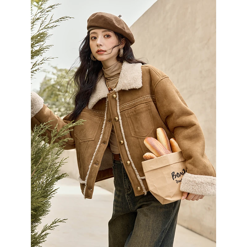 【直播专属】谜秀短外套韩版加厚翻领夹克上衣MXD34W0510