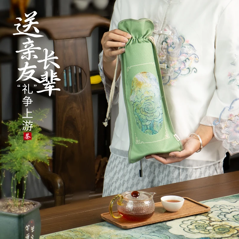 祥云中式禅意茶席防水尖角茶旗茶台桌布双层棉麻布艺茶几垫布桌旗