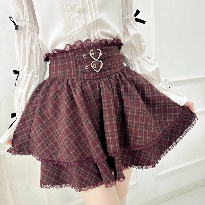 ROJITA ·爱心扣双腰带2层喇叭下摆裤裙(1344811现货)渐变丁达尔风