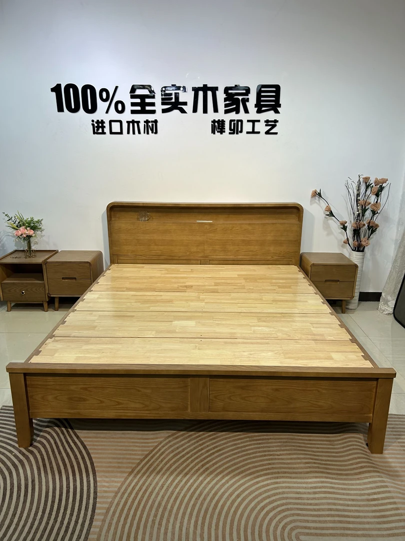 简约北欧全实木床白蜡木1.5米1.8米主卧双人床婚床家用原木床