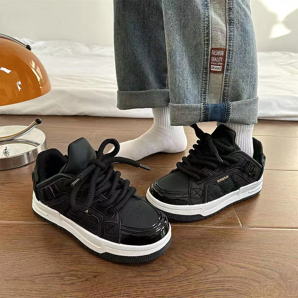 国潮风小众ins双舌复古厚底滑板面包鞋hc-101