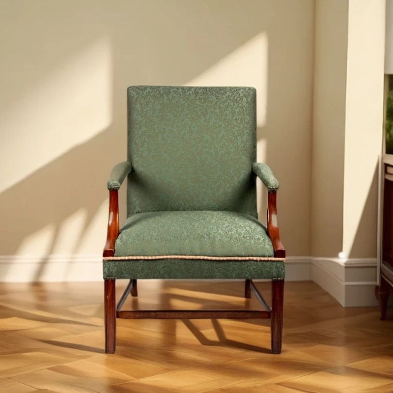 英国乔治时期绿色布面扶手沙发