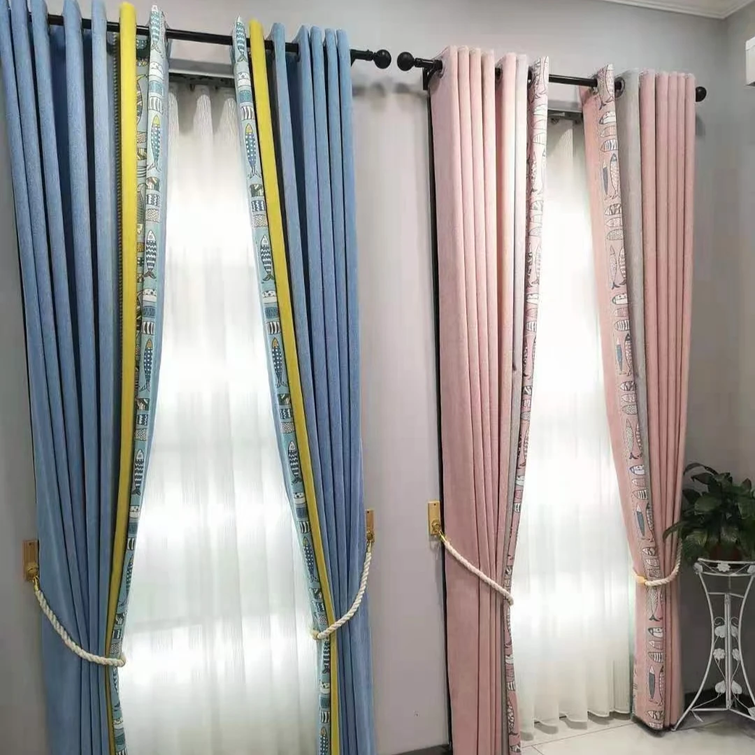 高精密色织无缝拼接窗帘成品卧室阳台书房窗帘