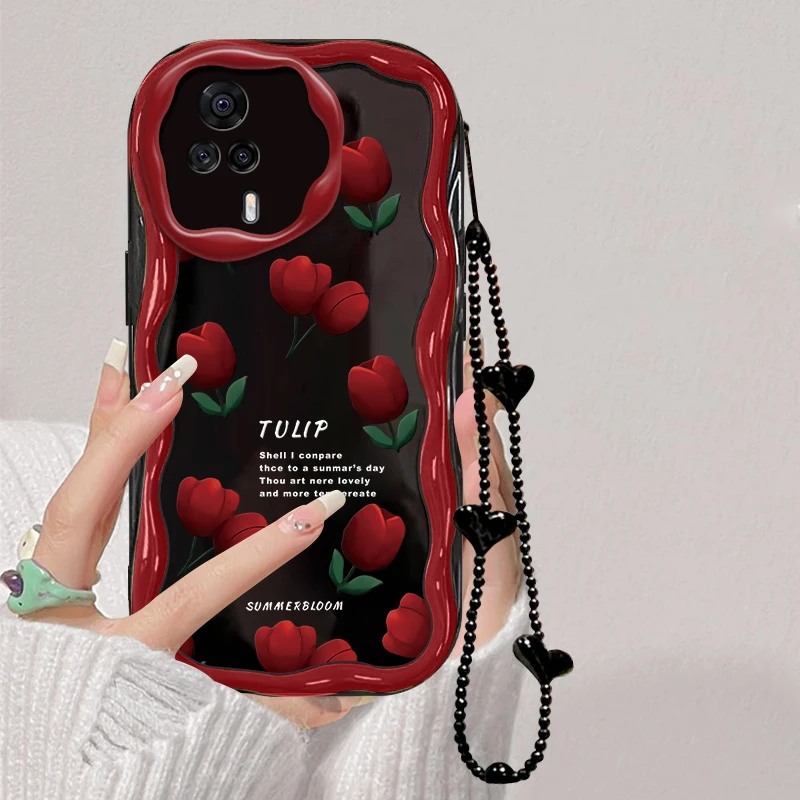 红色郁金香适用于VIVOS9E手机壳全包硅胶防摔个性简约【奶油壳】