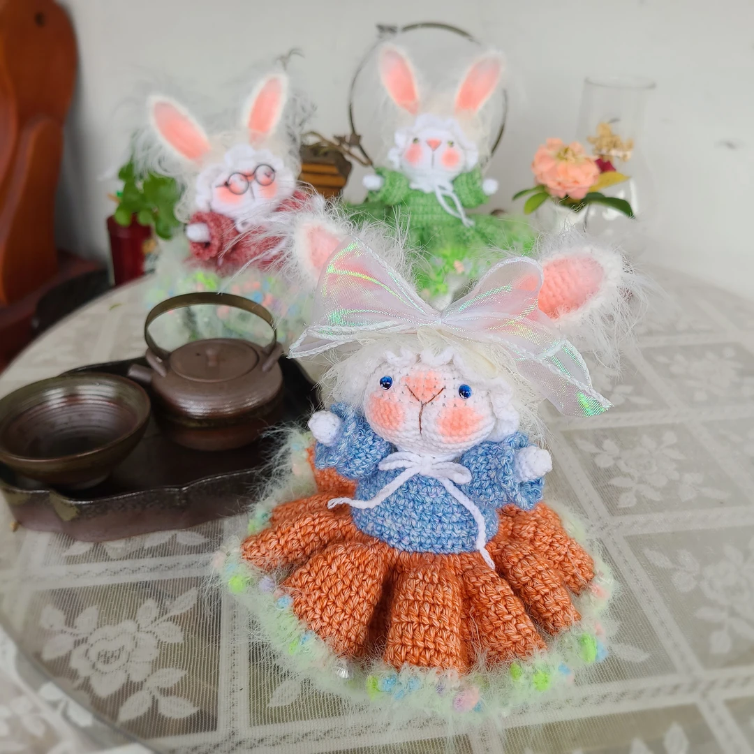 毛线钩织玩偶糖糖兔成品纯手工