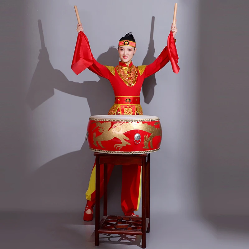 武陟盘鼓队打鼓服演出服威风锣鼓舞台装女装表演服套装红白喜事