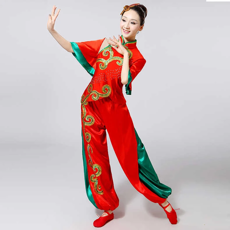 秧歌服2024年新款民族舞蹈演出服装女腰鼓舞广场舞表演喜庆中国风