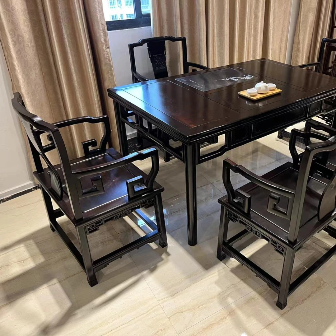 东方古典紫光檀家具东非黑黄檀泡茶桌六件套 活动特价处理