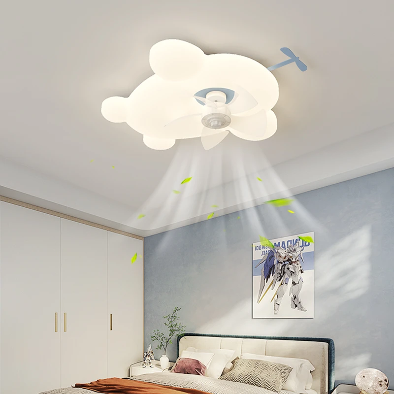 飞机电风扇灯儿童房卧室房间餐厅吸顶静音隐形吸顶2024新款吊灯具