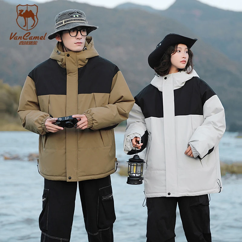 VANCAMEL/西域骆驼棉衣宽松连帽休闲冬季保暖情侣装DQC5310-DB