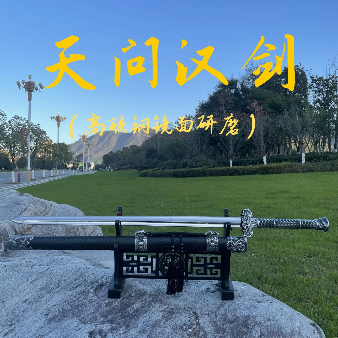 【天问汉剑】龙泉市宝剑收藏工艺品摆件高碳钢未开刃手工锻打实木鞘
