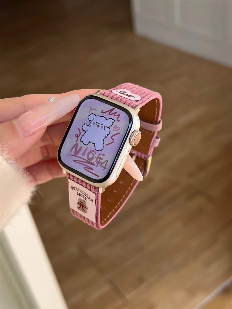 时瑞 华夫格小熊小狗表带适用iwatchS10苹果手表Applewatch987654