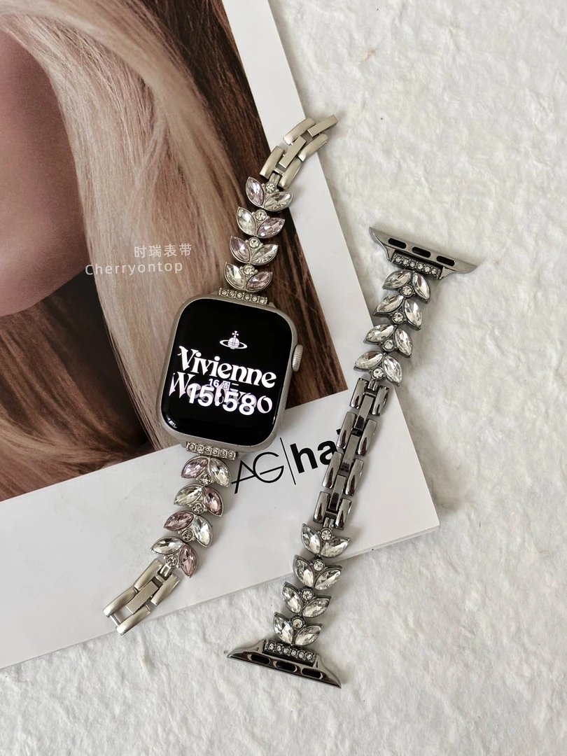 时瑞表带 梦幻美人鱼尾形闪钻仙气表带 适用苹果手表ApplewatchS9