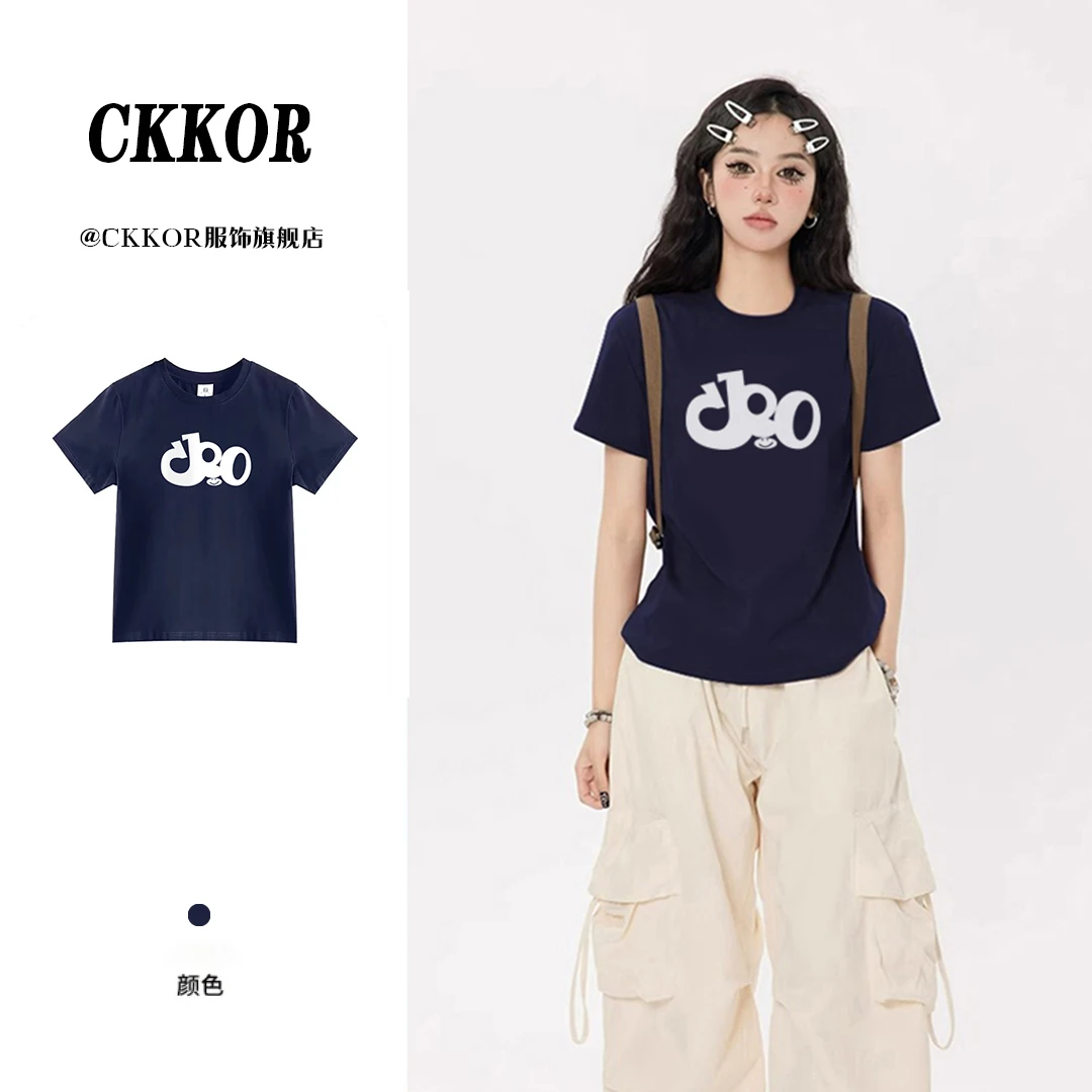 CKKOR美式时尚修身显瘦短袖省钱风春夏季设计感印花字母百搭款t恤