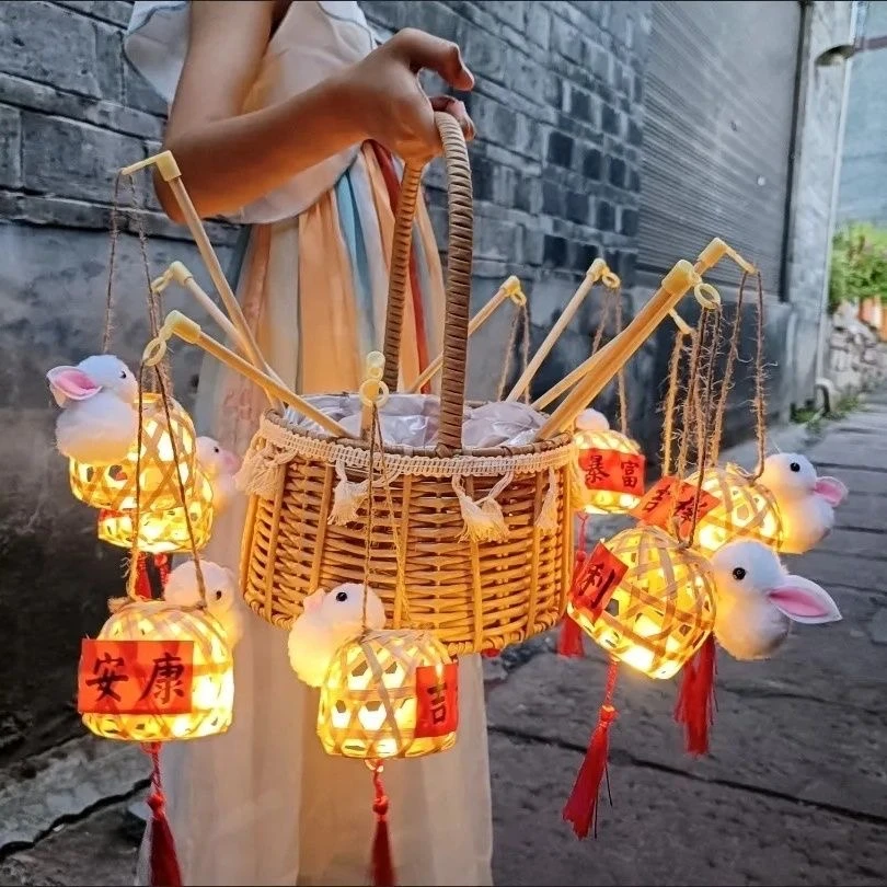 diy儿童手提卡通竹编灯笼2025新款国风古风中式古风灯笼材料包