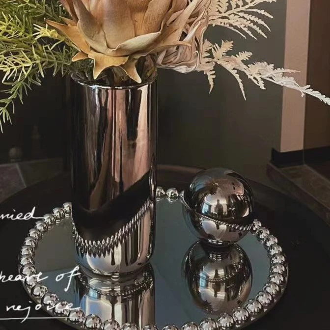 【唐森森设计款】镜面托盘轻奢高端仿真花设计师款客