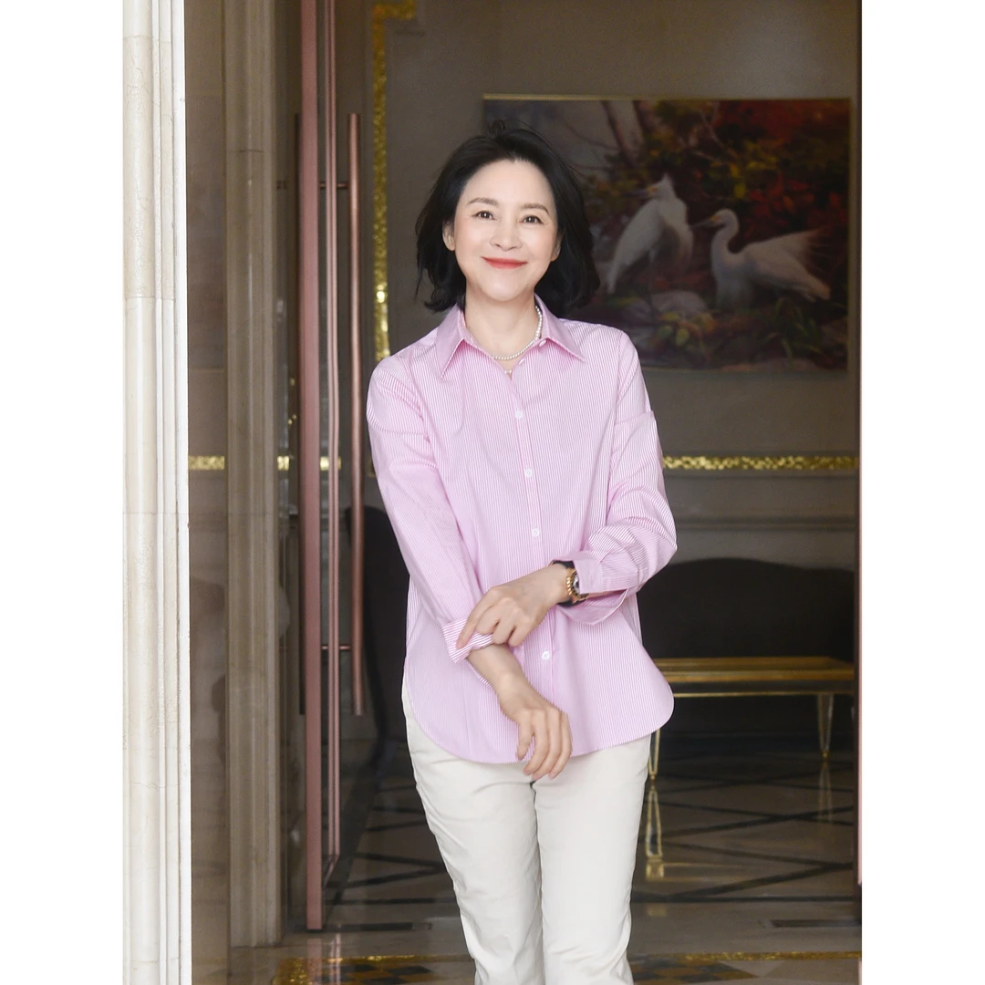 我是摩羯  飞马系列 千针刺绣  色织细条通勤长袖棉条纹刺绣衬衫