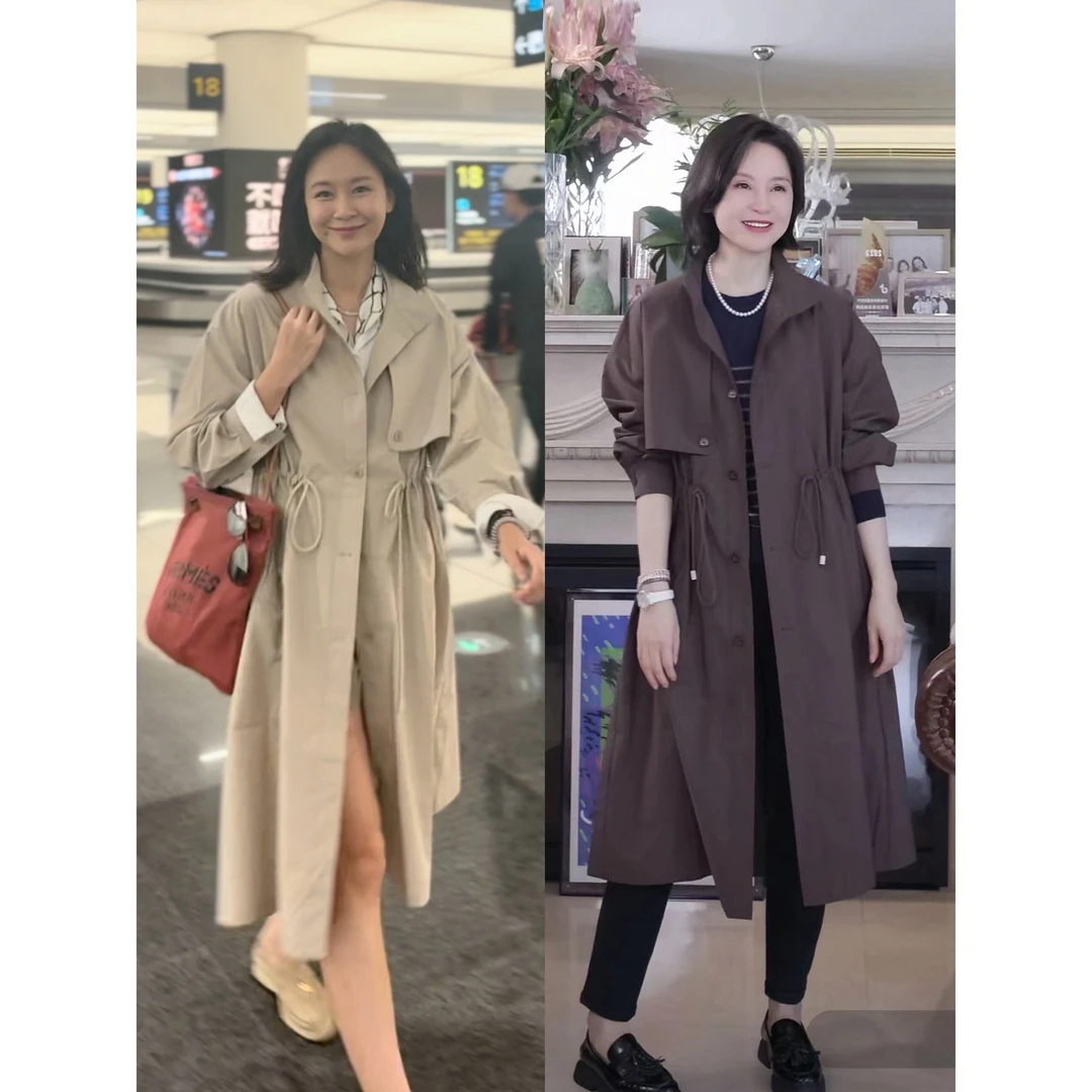 我是摩羯风度翩翩 sorona秋款通勤百搭收腰抗皱防风ins风衣裙外套