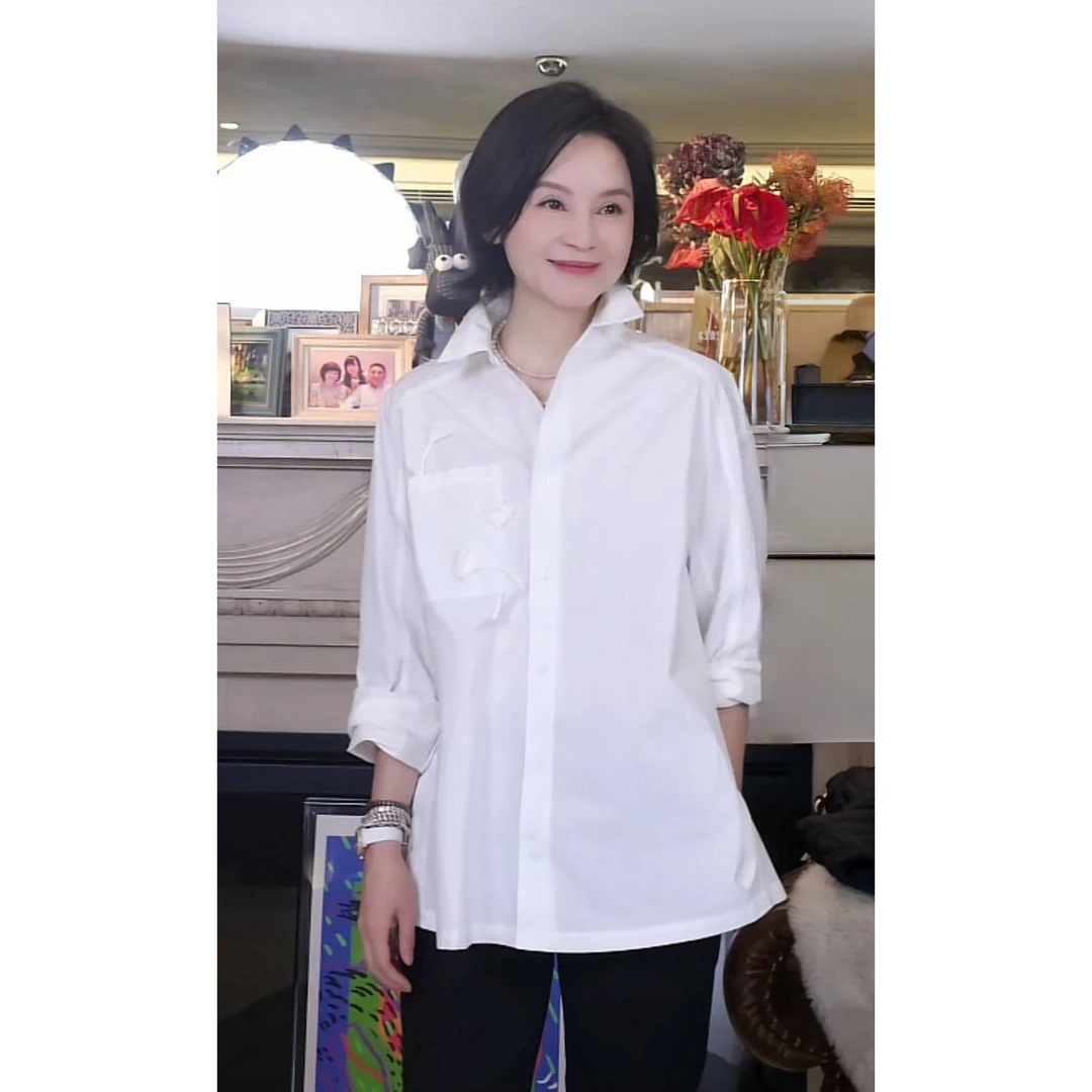 我是摩羯 白玉兰女主 100长绒棉立体手工钉花立体裁剪舒适百搭