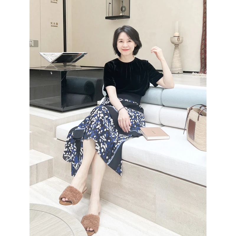 我是摩羯 佳人有约 复古典雅真丝丝绒复古气质舒适百搭休闲上衣