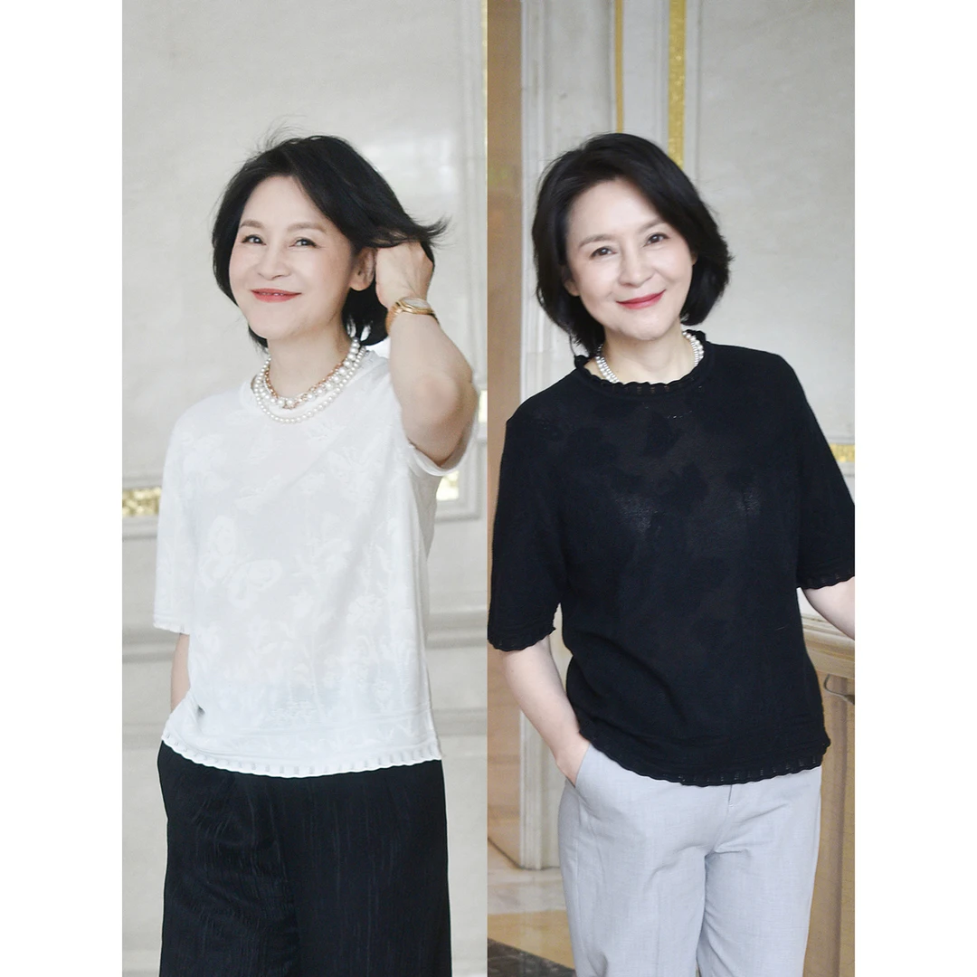 我是摩羯 蝴蝶夫人 蒙娜丽莎精美提花工艺天丝棉短袖针织衫上衣